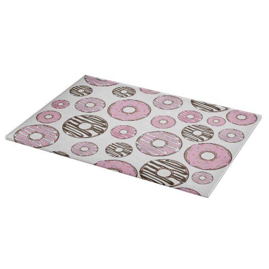 Donuts, rosa Donuts, weiße Donuts Schneidebrett (Ecke)