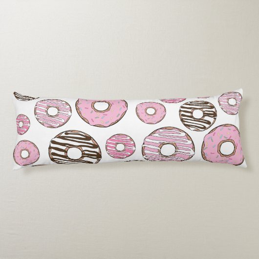 Donuts, rosa Donuts, weiße Donuts Seitenschläferkissen (Rückseite)