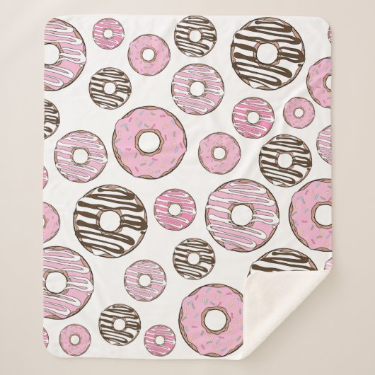 Donuts, rosa Donuts, weiße Donuts Sherpadecke (Vorderseite)