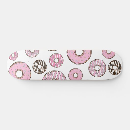 Donuts, rosa Donuts, weiße Donuts Skateboard (Horizontal)