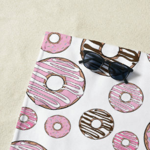 Donuts, rosa Donuts, weiße Donuts Strandtuch
