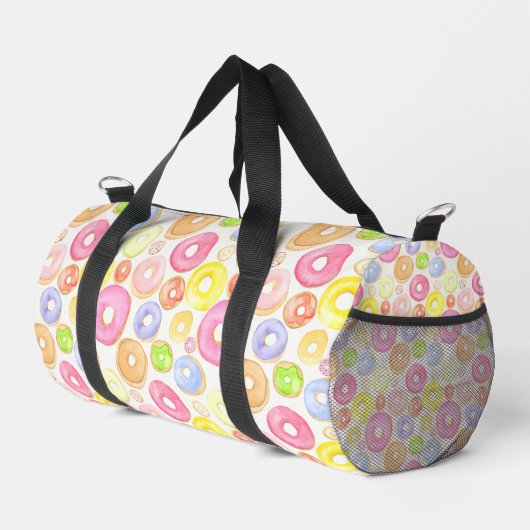 Donuts Rosa, Gelb und Grün Duffle Bag (Rechte Ecke)