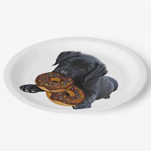Donuts - Schwarzes Labor - Schwarzes Labor Pappteller (Schrägansicht)