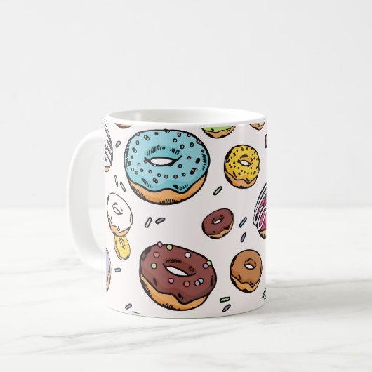 Donuts seamless pattern kaffeetasse (Vorderseite Links)