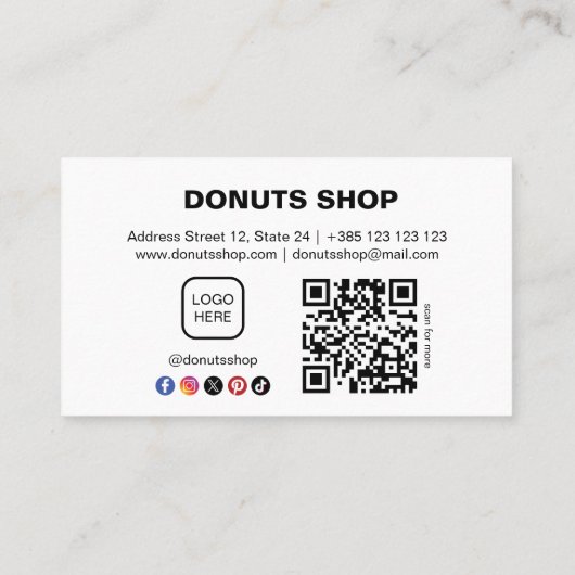 Donuts Shop Bäckerei Niedlich QR Code Loyalty Card Treuekarte (Rückseite)