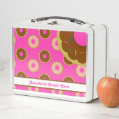 Donuts Sprinkler Spenden Pink Personalisiert Metall Brotdose (Beispiel)
