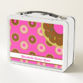 Donuts Sprinkler Spenden Pink Personalisiert Metall Brotdose (Rückseite)