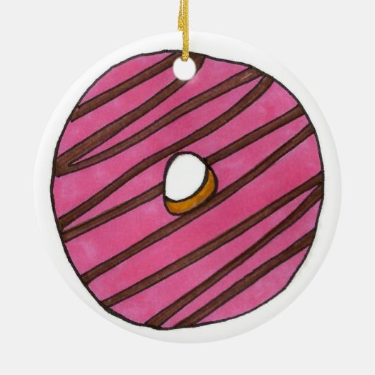 Donuts Strawberry Vanilla Zebra Stripe Doughnut Keramik Ornament (Hinten)