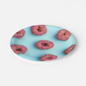 Donuts streuen auf Donuts rosa blau hell Pappteller (Schrägansicht)