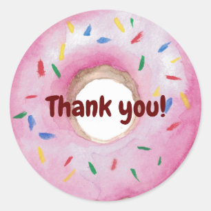 Donuts Streusel Wasserfarben Danke Runder Aufkleber