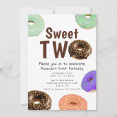 Donuts Süße Zwei 2. Geburtstag Einladung (Vorderseite)