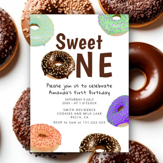 Donuts Sweet One 1. Geburtstag Einladung