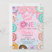 Donuts Sweet One Mädchen Einladung 1. Geburtstag. (Vorderseite)