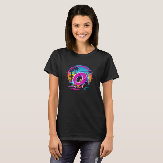 Donuts Synthwave 80s Retrowave Aesthetic 2 T-Shirt (Vorne ganz)
