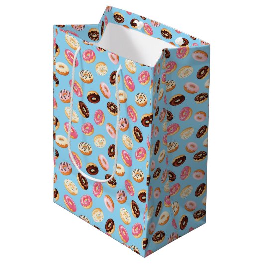 Donuts Tiled Design Mittlere Geschenktüte (Vorderseite Schrägansicht)