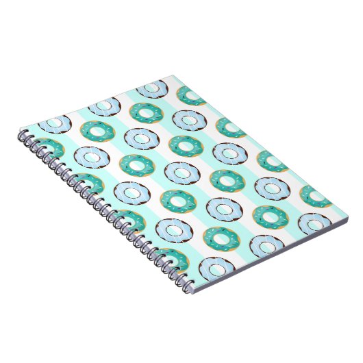 Donuts Turquoise Streifen Notebook Notizblock (Rechte Seite)