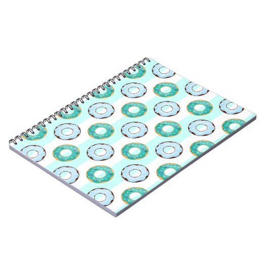 Donuts Turquoise Streifen Notebook Notizblock (Linke Seite)