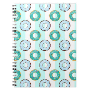 Donuts Turquoise Streifen Notebook Notizblock