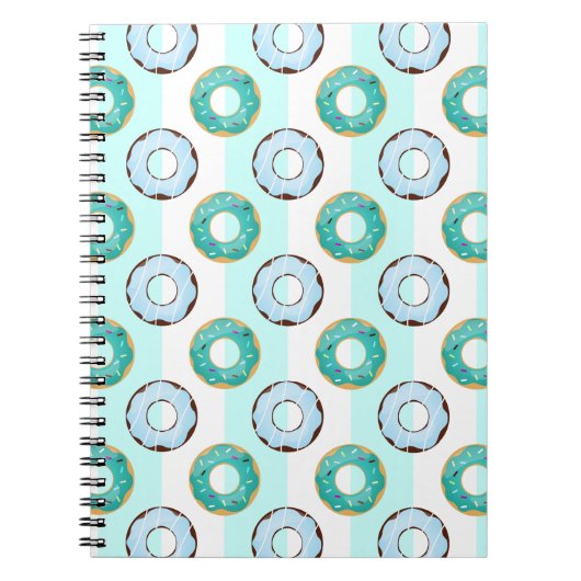 Donuts Turquoise Streifen Notebook Notizblock (Vorderseite)
