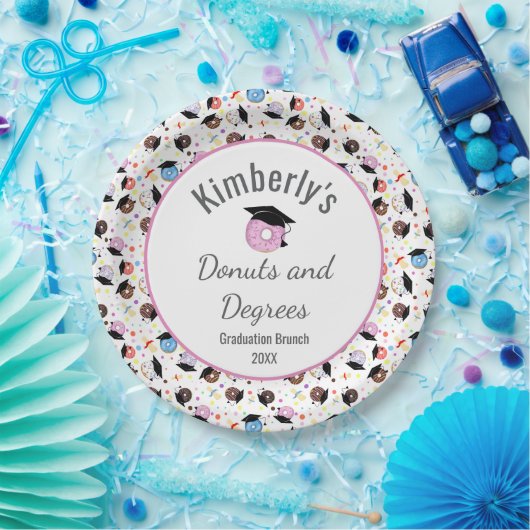 Donuts und Abschluss-Muster Personalisiert Pappteller (Party)