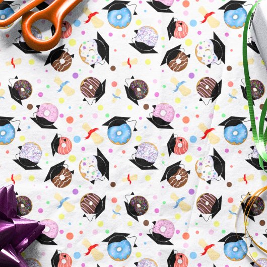Donuts und Abschluss-Muster Seidenpapier