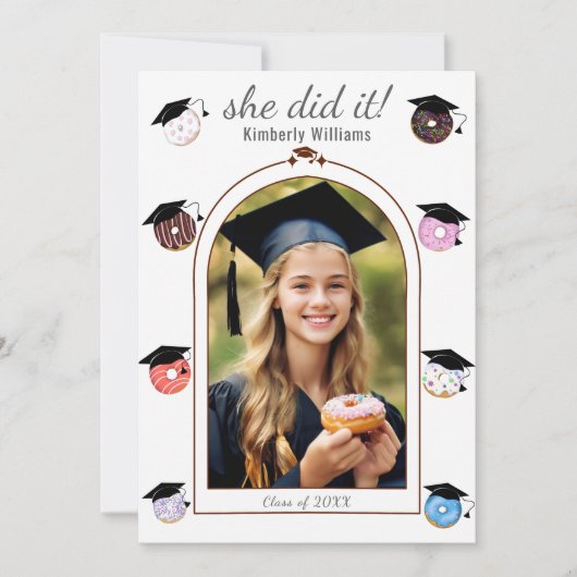 Donuts und Degrees-Abschluss-Announcement-Karte Ankündigung (Vorderseite)