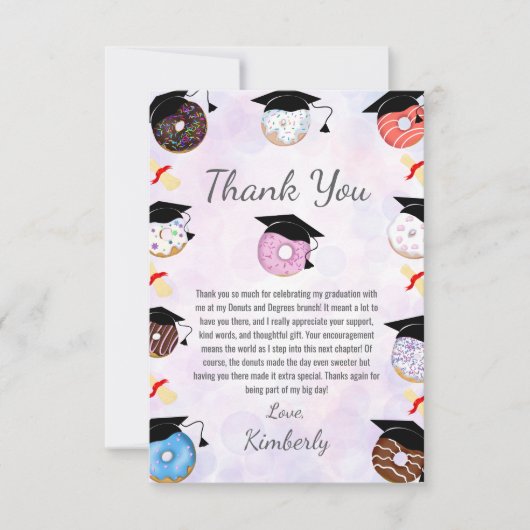 Donuts und Degrees Abschluss Brunch Dankeskarte (Vorderseite)