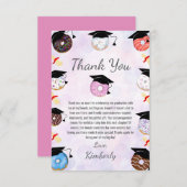 Donuts und Degrees Abschluss Brunch Dankeskarte (Vorne/Hinten)