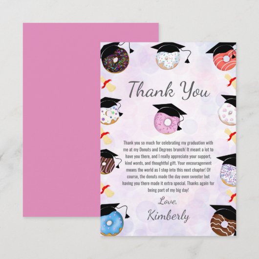 Donuts und Degrees Abschluss Brunch Dankeskarte (Vorne/Hinten)