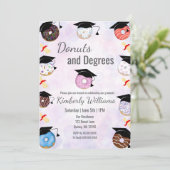 Donuts und Degrees Abschluss Brunch Einladung (Stehend Vorderseite)