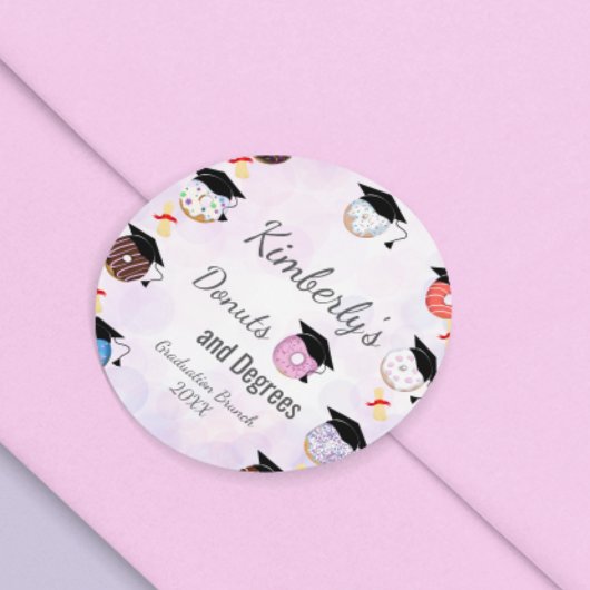 Donuts und Degrees Abschluss Brunch Runder Aufkleber