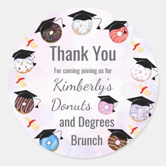 Donuts und Degrees Abschluss Brunch Vielen Dank Runder Aufkleber (Vorderseite)
