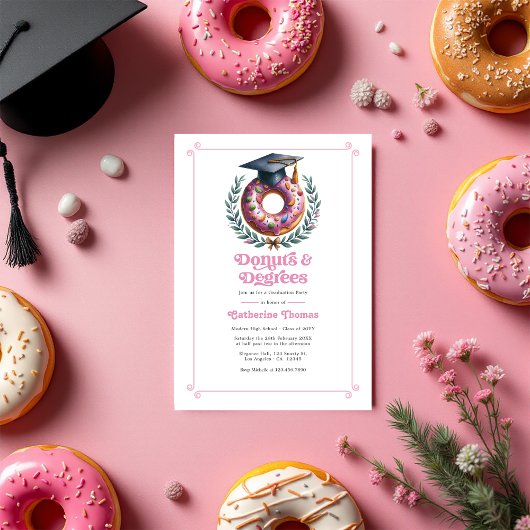 Donuts und Degrees Graduation Party Foto Einladung