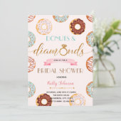 Donuts und Diamant-Brautparty-Party-Karte Einladung (Stehend Vorderseite)