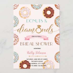 Donuts und Diamant-Brautparty-Party-Karte Einladung