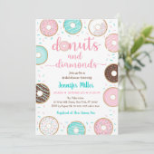 Donuts und Diamanten-Brautparty Einladung (Stehend Vorderseite)