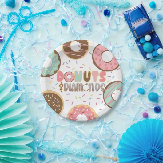 Donuts und Diamanten-Brautparty Pappteller (Party)