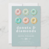 Donuts und Diamonds Chic Mint Green Brautparty Einladung (Vorderseite)