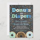Donuts und Diapers Baby Boy Sprinkle Chalkboard Einladung (Vorderseite)