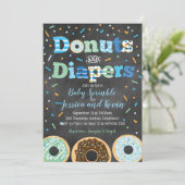 Donuts und Diapers Baby Boy Sprinkle Chalkboard Einladung (Stehend Vorderseite)