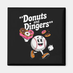 Donuts und Dingers Baseball Fan Spaß Donut Magnet