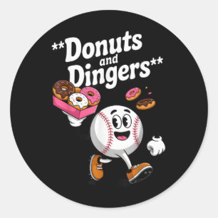 Donuts und Dingers Baseball Fan Spaß Donut Runder Aufkleber