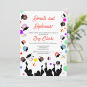 Donuts und Diplome mit Absolventen Einladung (Stehend Vorderseite)