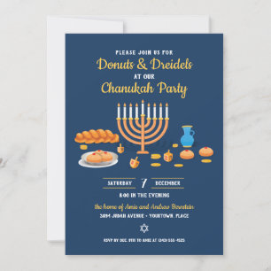 Donuts und Dreidels Hanukkah Holiday Party Einladung
