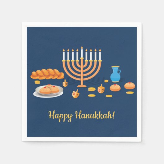 Donuts und Dreidels Hanukkah Holiday Serviette (Vorderseite)