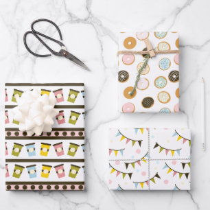Donuts und Garlands Pastell Bäckerei Geburtstag Geschenkpapier Set