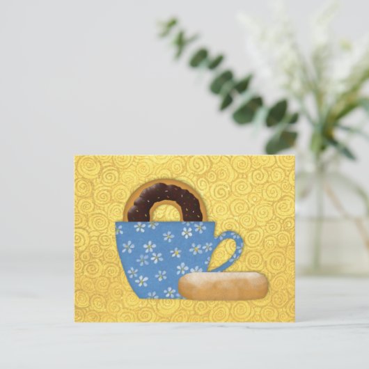 Donuts und Kaffeekarte Postkarte (Stehend Vorderseite)