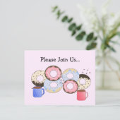 Donuts und Kaffeekündigung Einladung (Stehend Vorderseite)