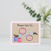 Donuts und Kaffeekündigung Einladung (Stehend Vorderseite)