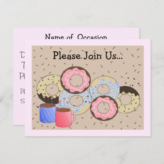 Donuts und Kaffeekündigung Einladung (Vorne/Hinten)